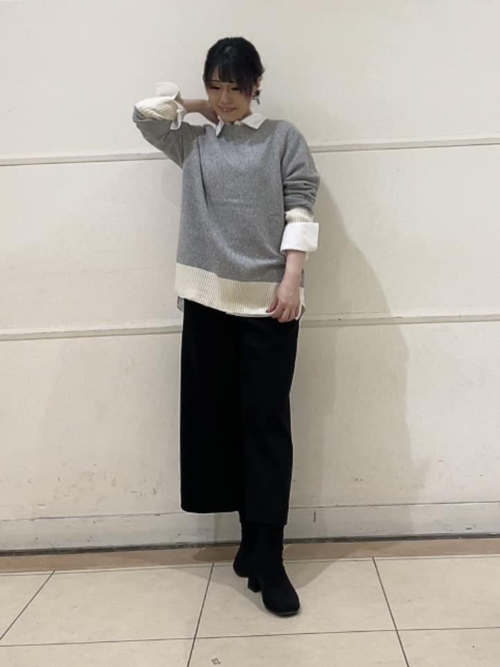 watanabeさんの「UNTITLED｜【重ね着もおすすめ/洗える】ウールカシミヤ クルーネックニット」を使ったコーディネート
