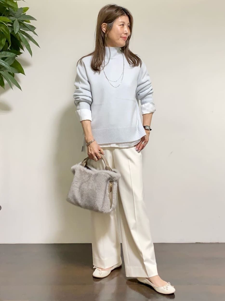 tomoさんの「UNTITLED｜【8色展開/洗える】ウールカシミヤ ハイネックニット」を使ったコーディネート