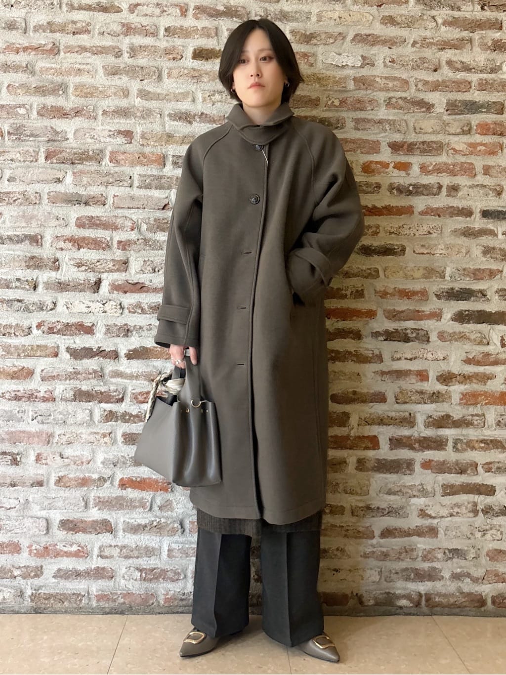 しばさんの「THE SHOP TK｜ジャージメルトンスタンドカラーコート」を使ったコーディネート