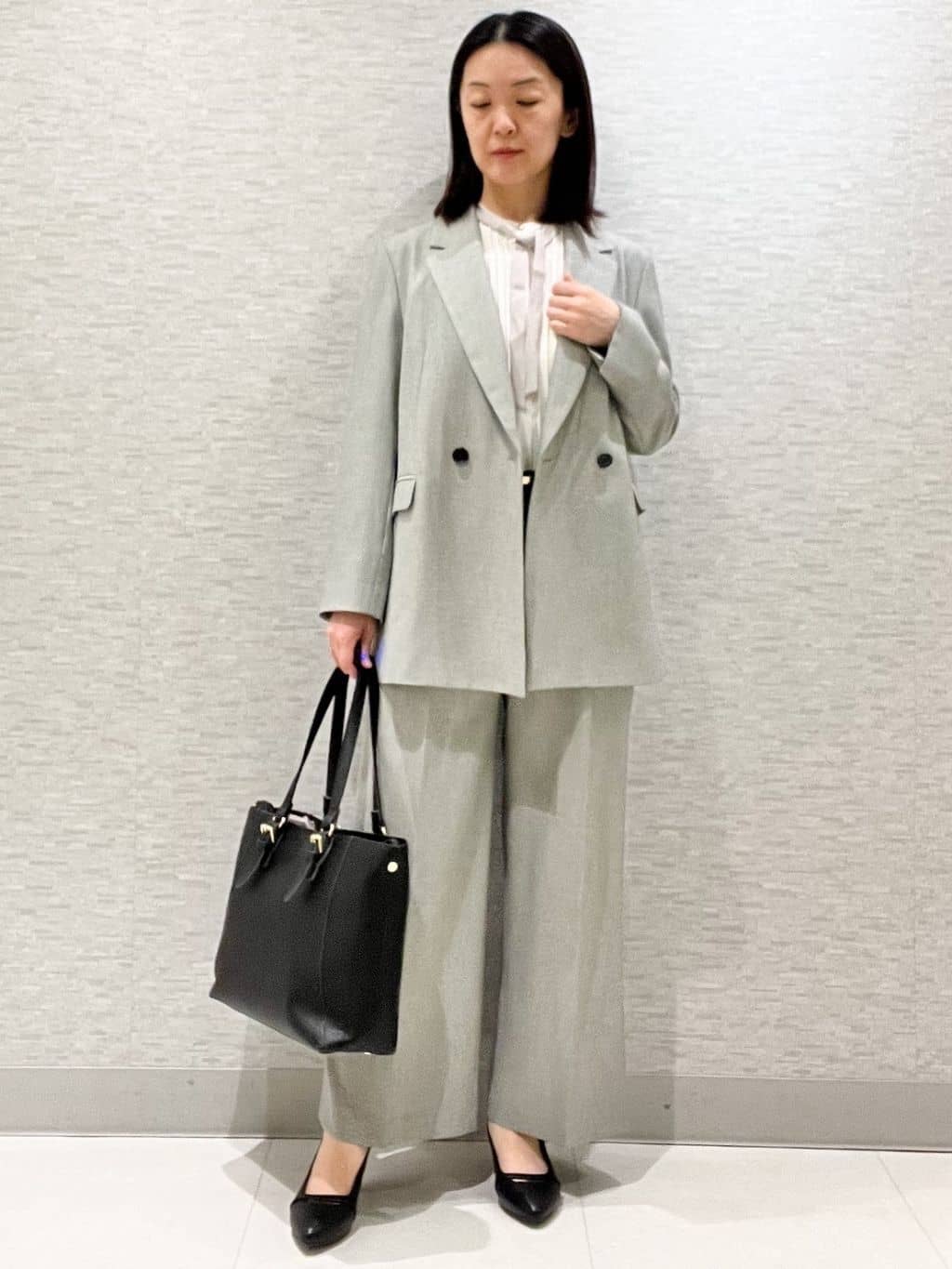 marikoさんの「Reflect｜【単品使いOK◎／セットアップ可】リラクシーメランジワイドパンツ」を使ったコーディネート