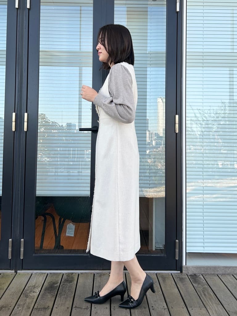 shinoさんの「Couture brooch｜【洗える・着映え】パール調衿ニット」を使ったコーディネート
