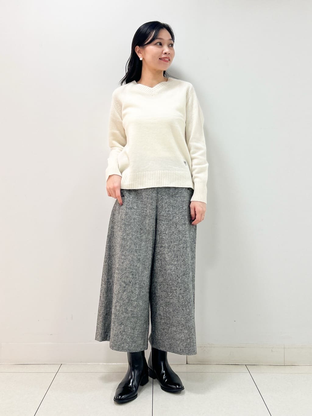 Kaiさんの「Dessin｜ウール混クルーネックコート」を使ったコーディネート