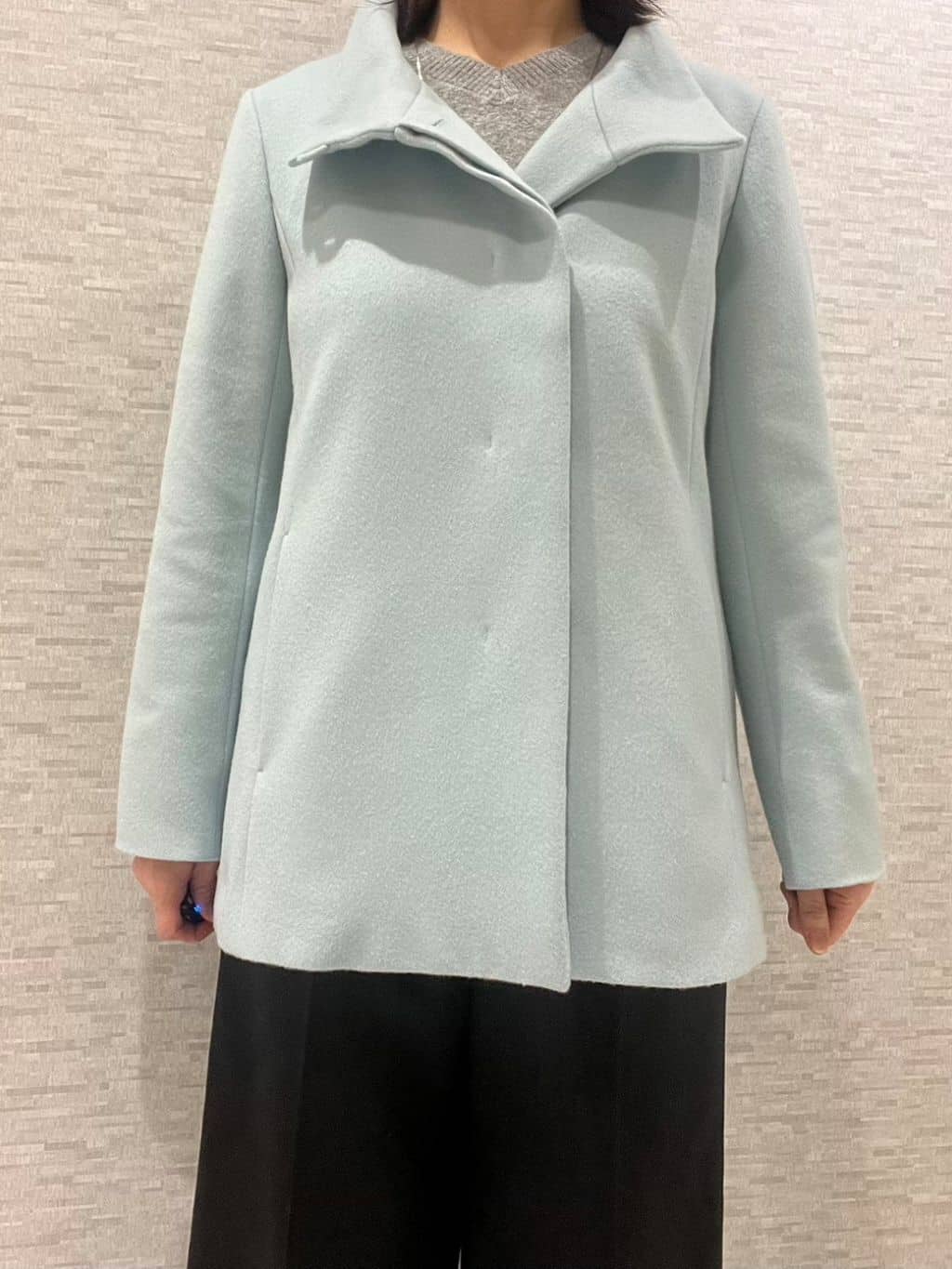marikoさんの「Reflect｜【SS-4Lサイズ／衿が顔に当たらない◎】スタンドネックミドルコート」を使ったコーディネート