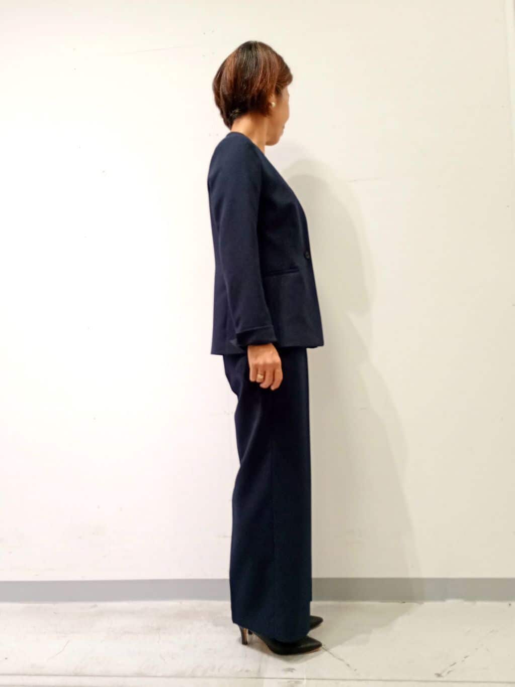 Kさんの「INDIVI｜【洗える／通勤／スーツ】メランジストレッチ ノーカラージャケット」を使ったコーディネート
