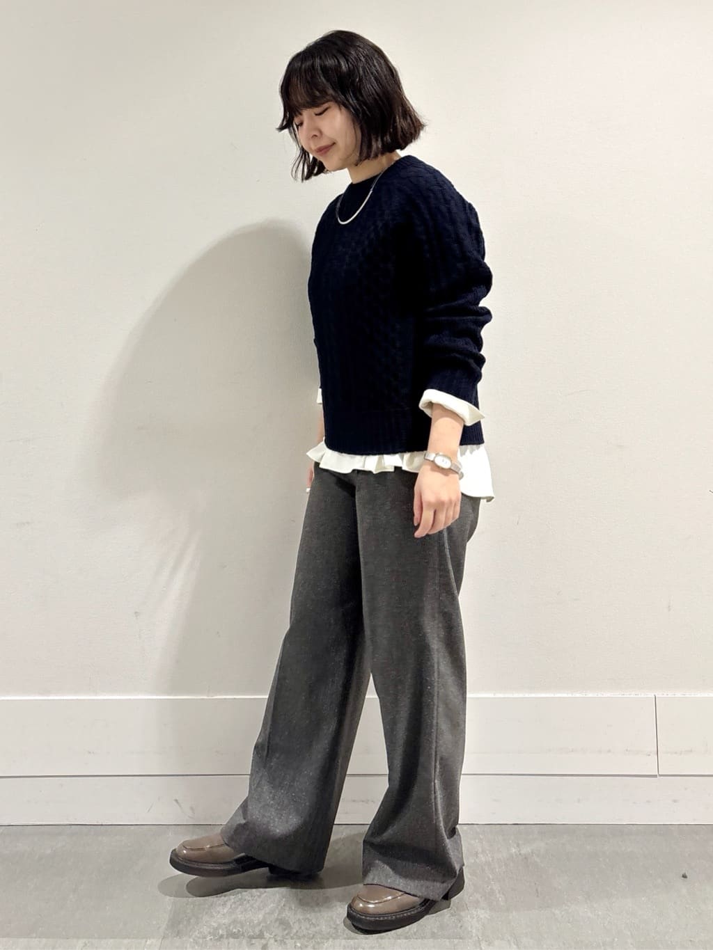 モエカさんの「UNTITLED｜【洗える】スポンディッシュ ケーブル柄ニット」を使ったコーディネート