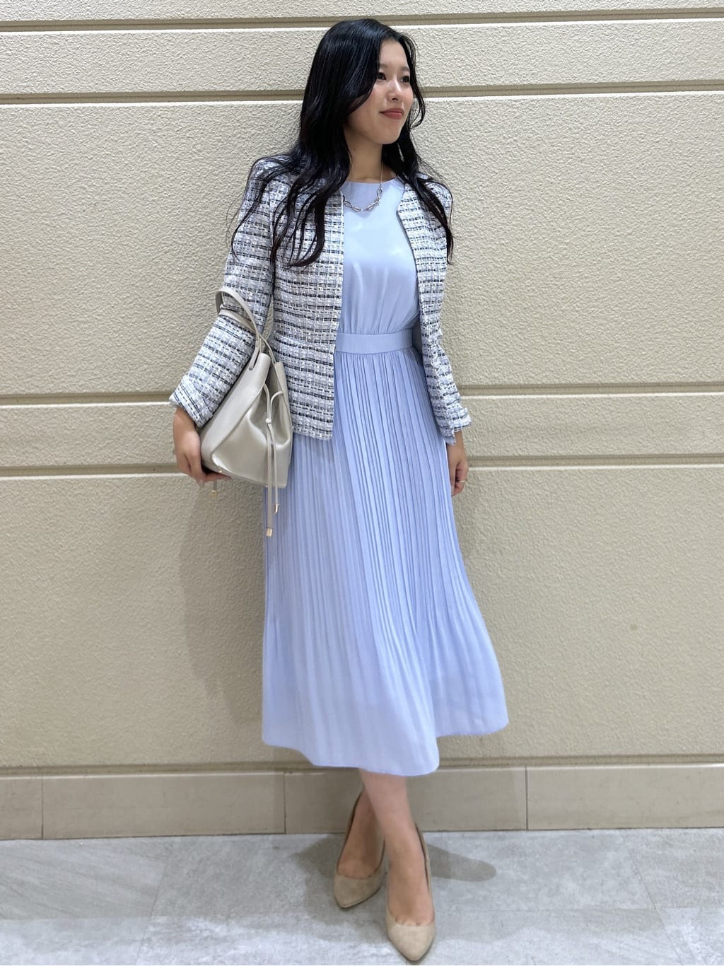 Momokaさんの「COUP DE CHANCE｜【日本製】ツィードノーカラージャケット」を使ったコーディネート