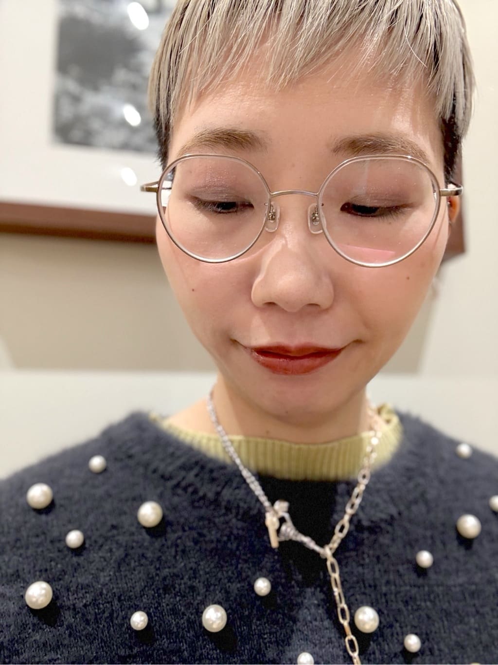 Ayumiさんの「SHOO･LA･RUE｜大人きらめく ふわふわパール調ニット」を使ったコーディネート