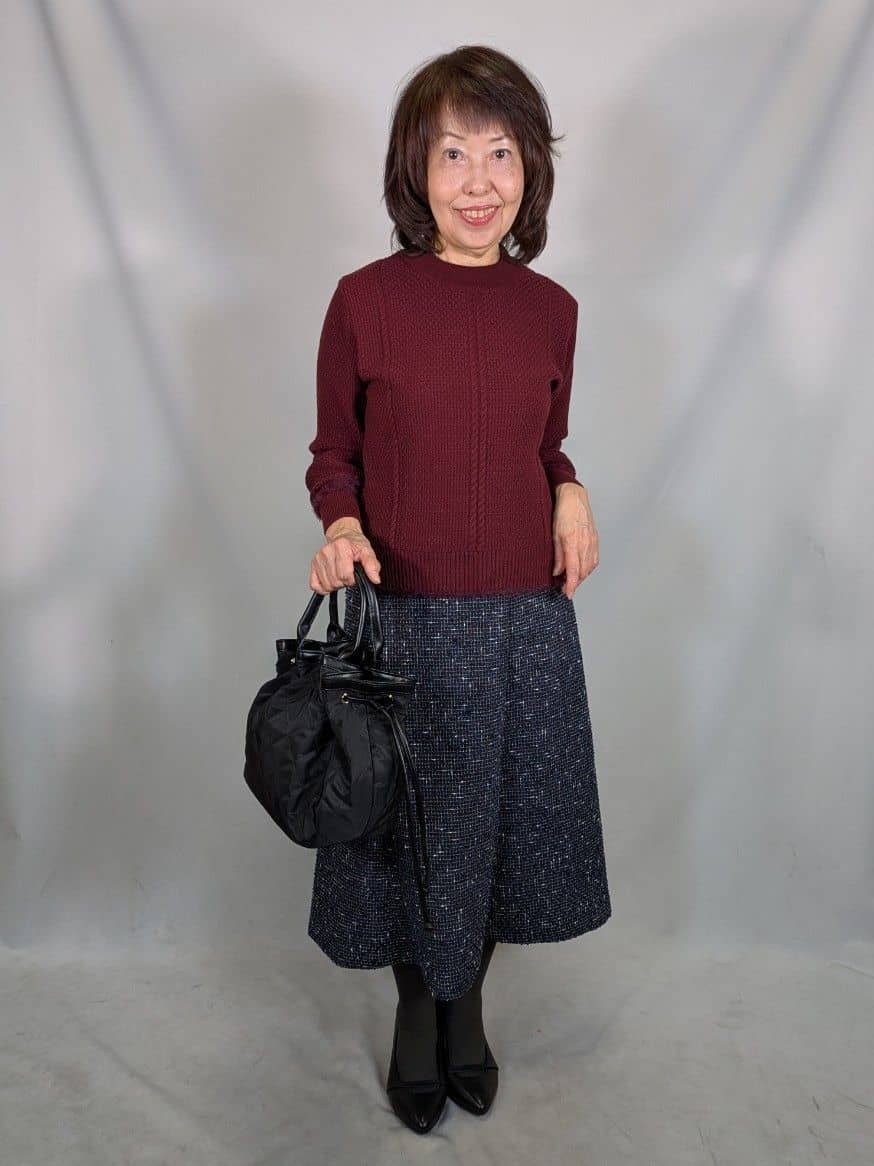 k.kazunoさんの「Reflect｜【ほんのりラメ感◎】ケーブル柄ニット」を使ったコーディネート