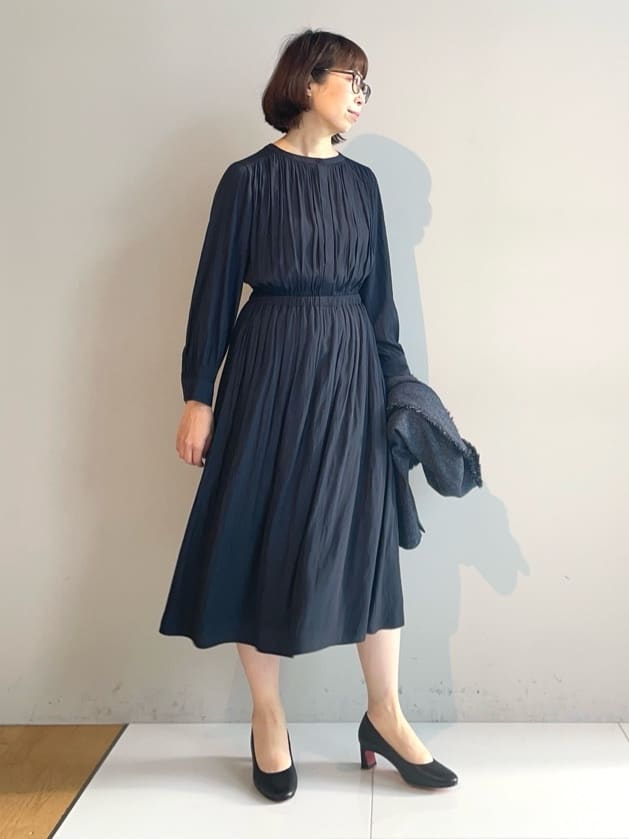 murayamaさんの「INDIVI｜【洗える】ギャザーフレアワンピース」を使ったコーディネート