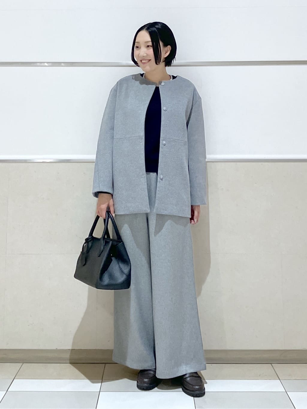 eriko さんの「Dessin｜ウール混クルーネックコート」を使ったコーディネート
