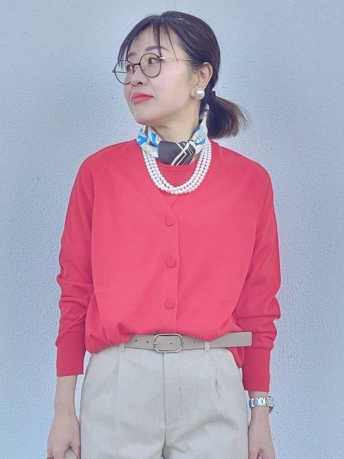 MUTSUKOさんの「UNTITLED｜【アンサンブル可/洗える/Vネック】ウールシルクカーディガン」を使ったコーディネート