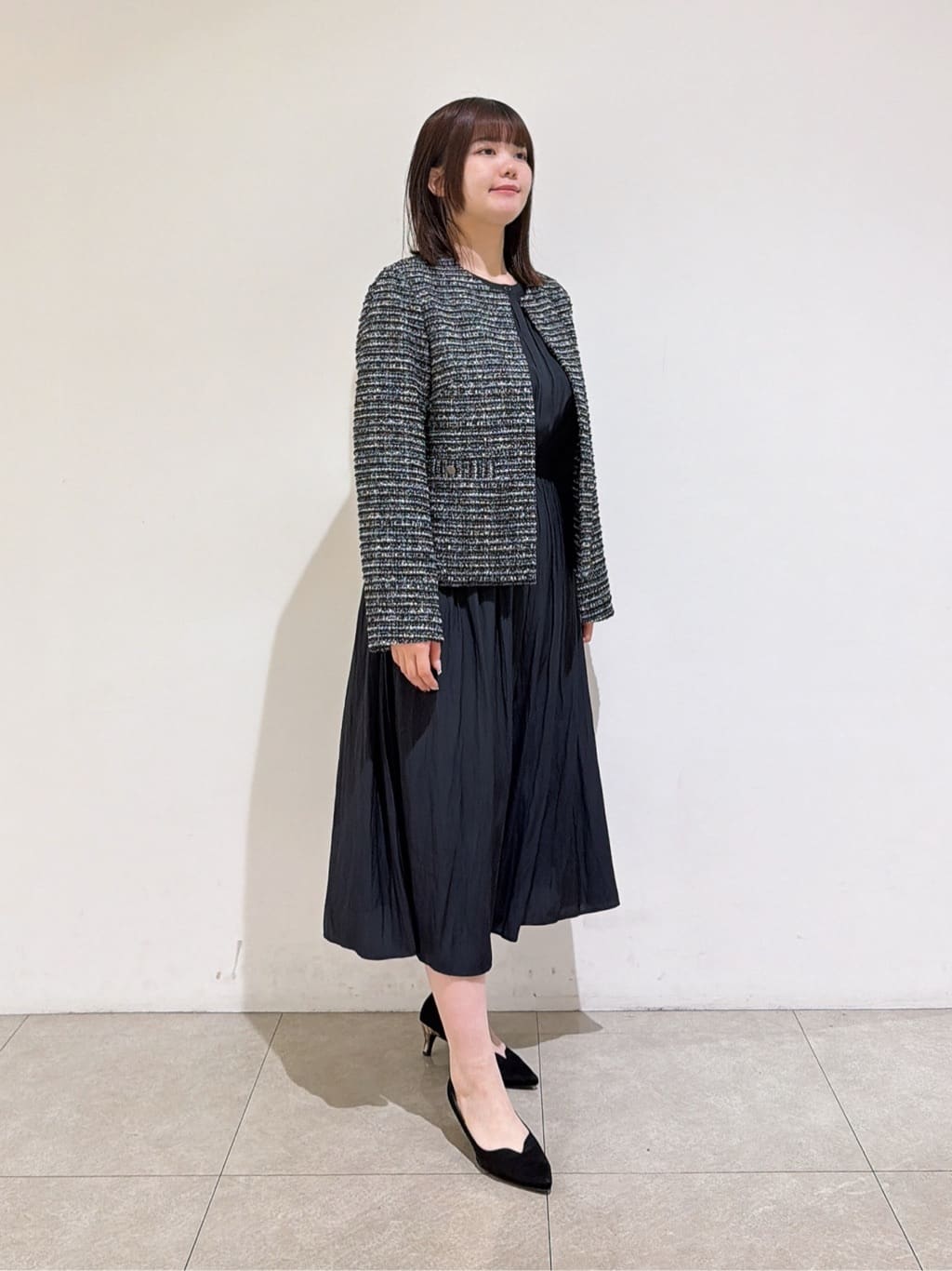emikaさんの「INDIVI｜【セレモニー／洗える】ミックスツイードライトジャケット」を使ったコーディネート
