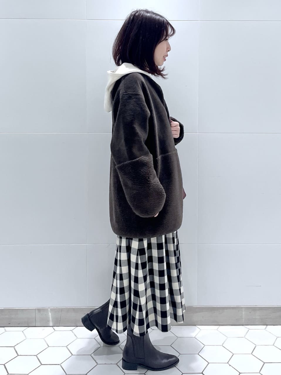 Makinoさんの「Dessin｜【2WAY】フェイクムートンコート」を使ったコーディネート