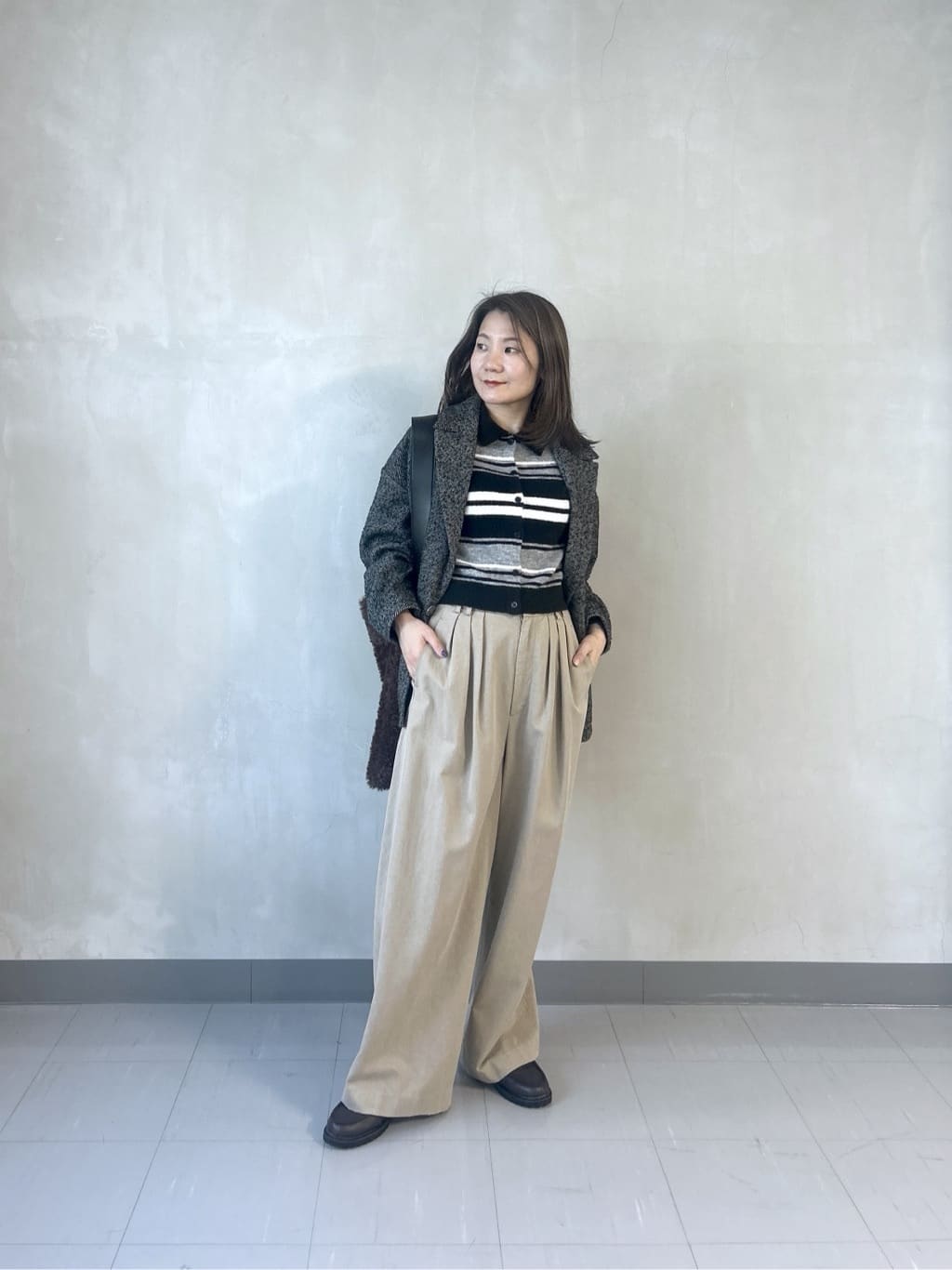 takaさんの「INDIVI｜ヘアリーボーダーポロニット」を使ったコーディネート
