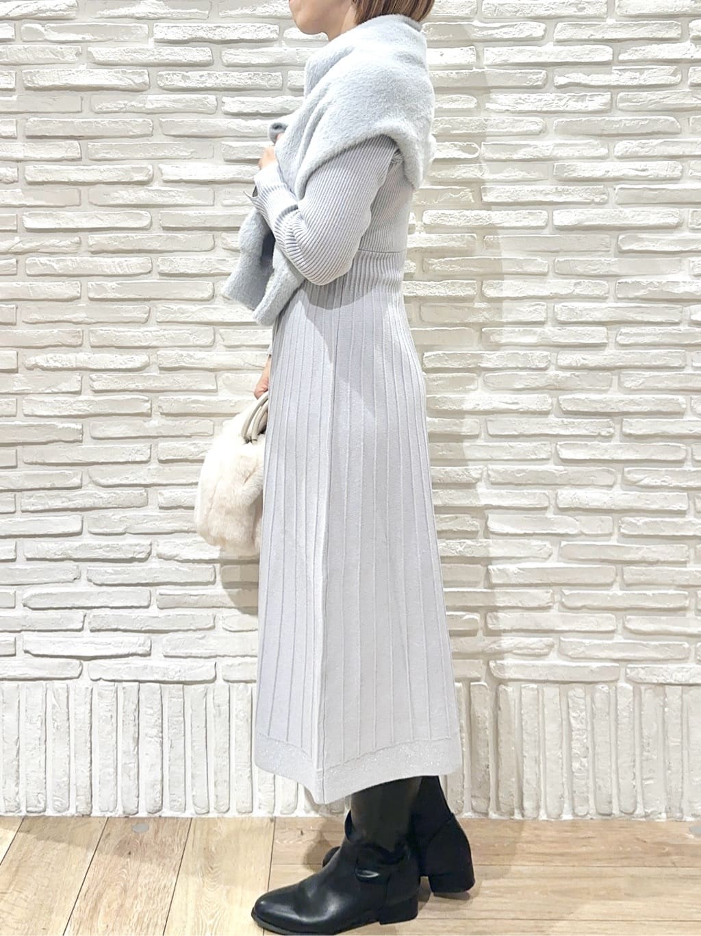Hana...eさんの「index｜ラメフェザープルオーバーセット ニットワンピース【洗濯機OK】《XS～LL》」を使ったコーディネート