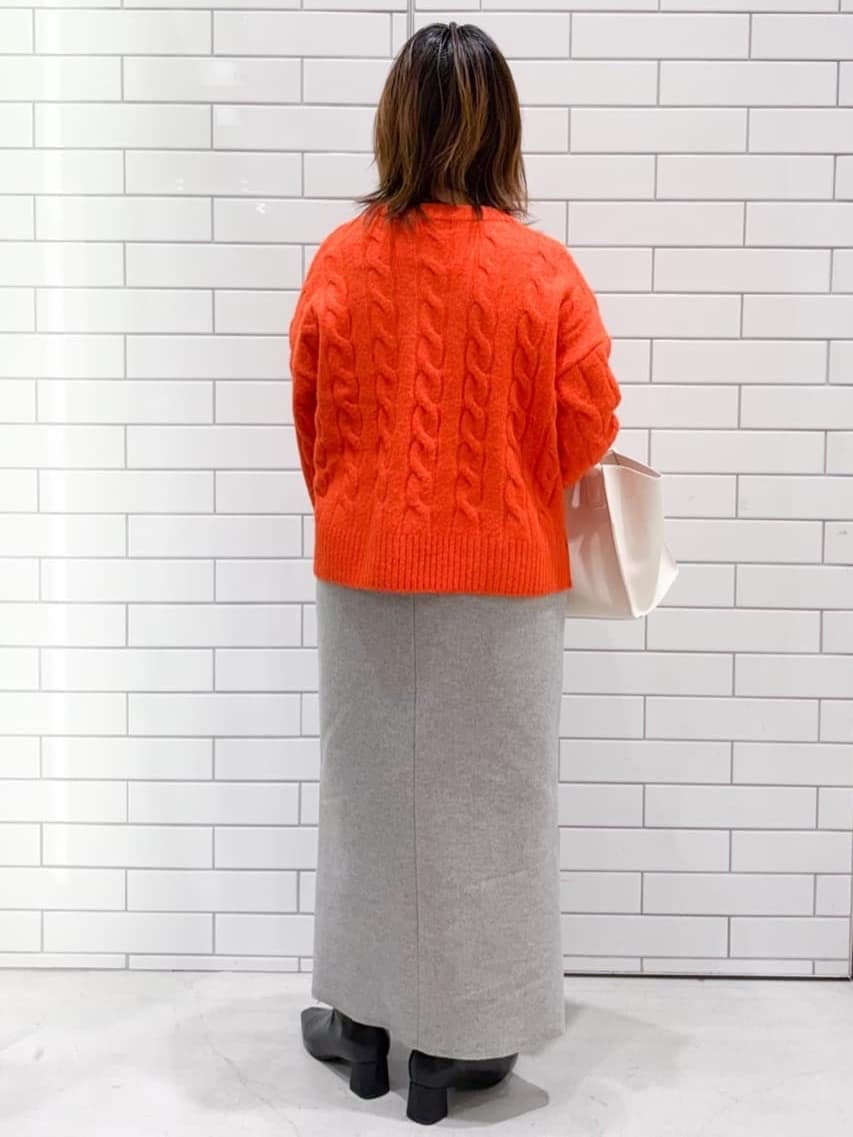 chicchi♪さんの「OPAQUE.CLIP｜MIXミドルゲージケーブルニット【洗濯機OK】」を使ったコーディネート