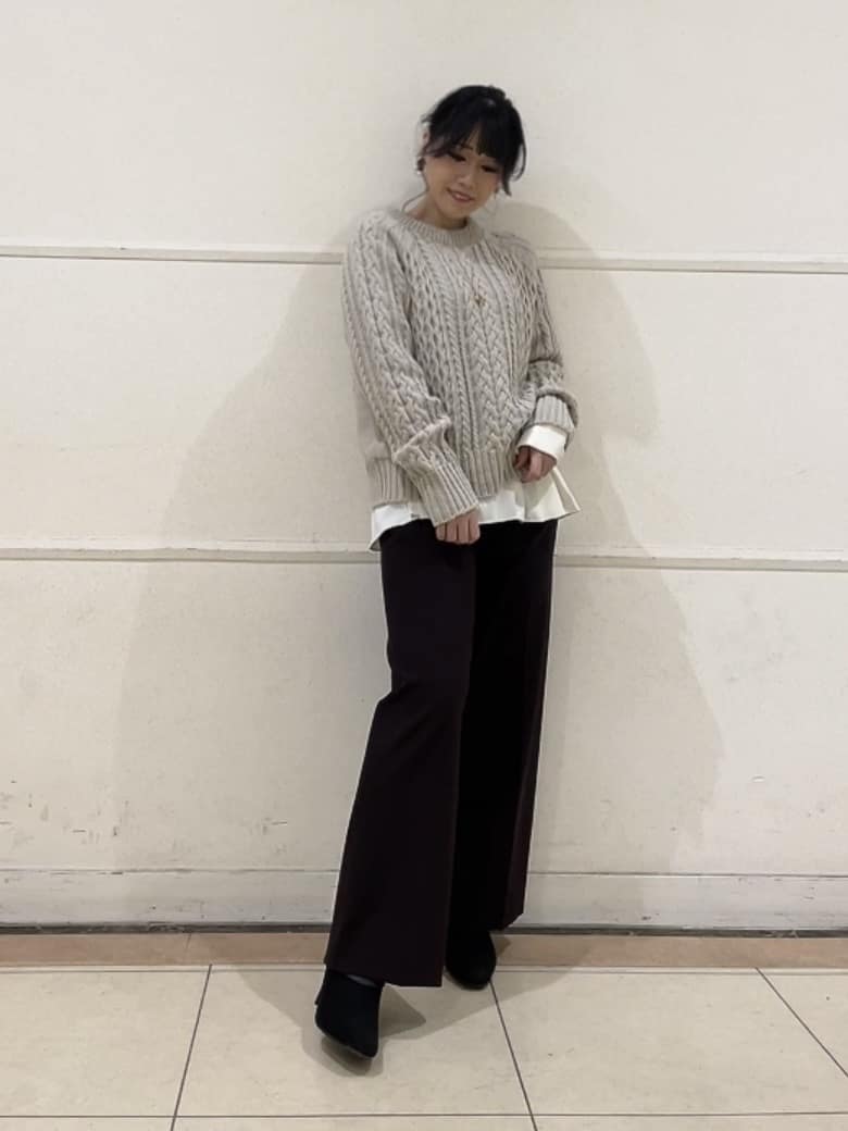 watanabeさんの「UNTITLED｜【洗える】スポンディッシュ ケーブル柄ニット」を使ったコーディネート