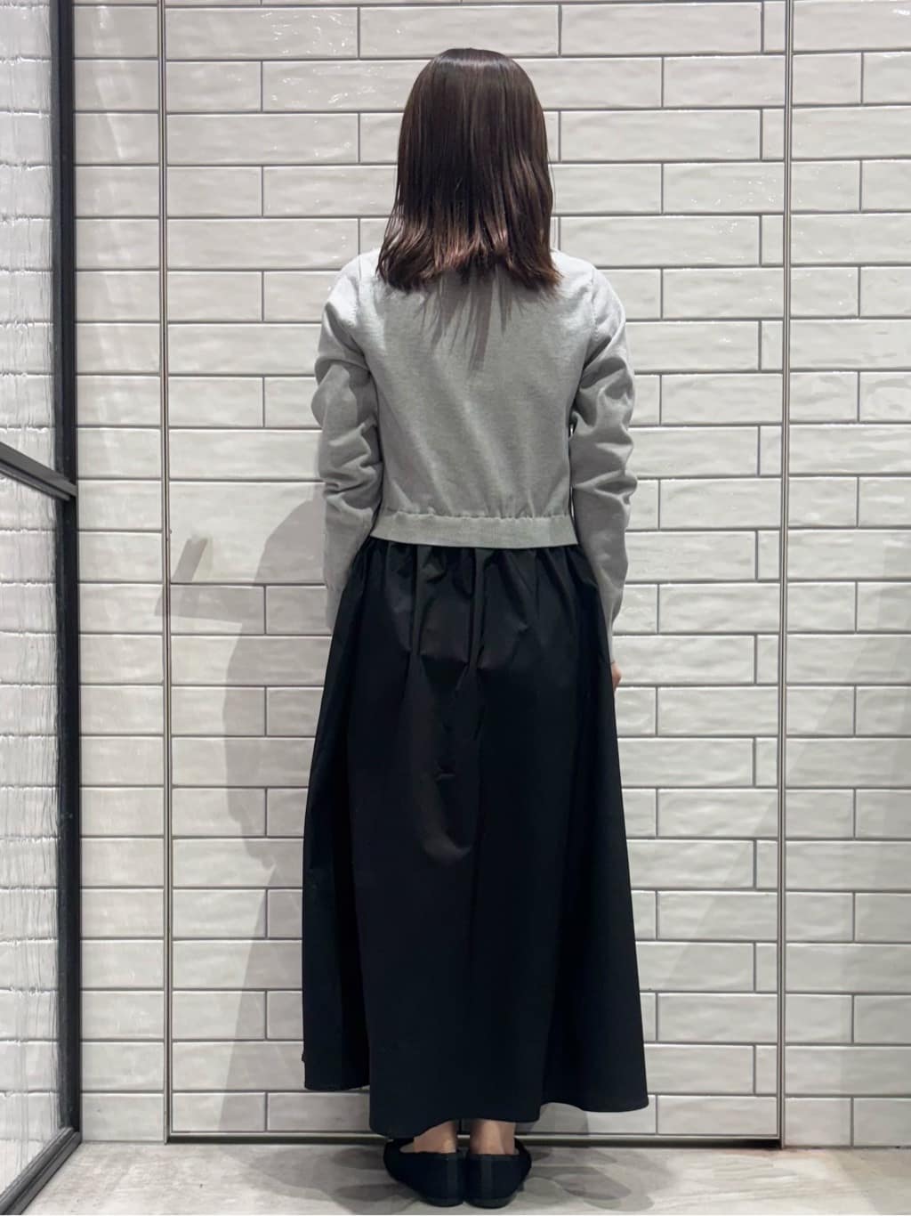 ranさんの「OPAQUE.CLIP｜ダブルポロ衿ニットドッキングワンピース【洗濯機OK】」を使ったコーディネート