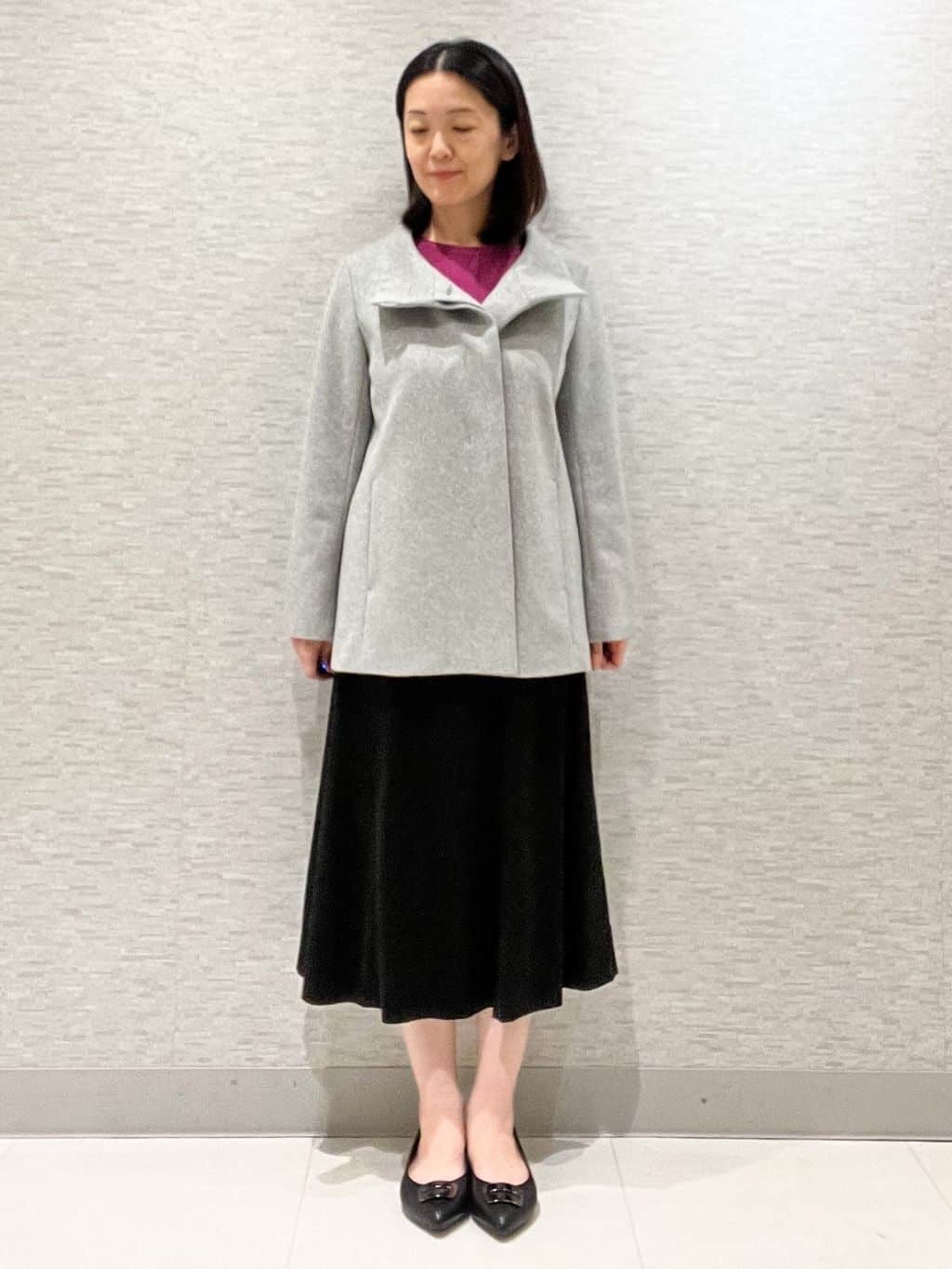 marikoさんの「Reflect｜【SS-4Lサイズ／衿が顔に当たらない◎】スタンドネックミドルコート」を使ったコーディネート