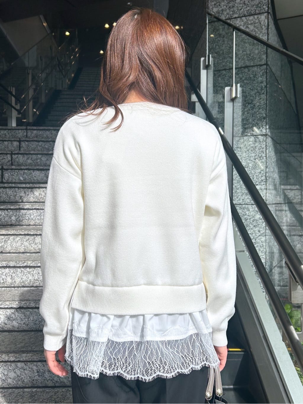 Risaさんの「OPAQUE.CLIP｜裾レースドッキングニット」を使ったコーディネート