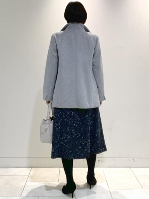 フミさんの「Reflect｜【SS-4Lサイズ／衿が顔に当たらない◎】スタンドネックミドルコート」を使ったコーディネート