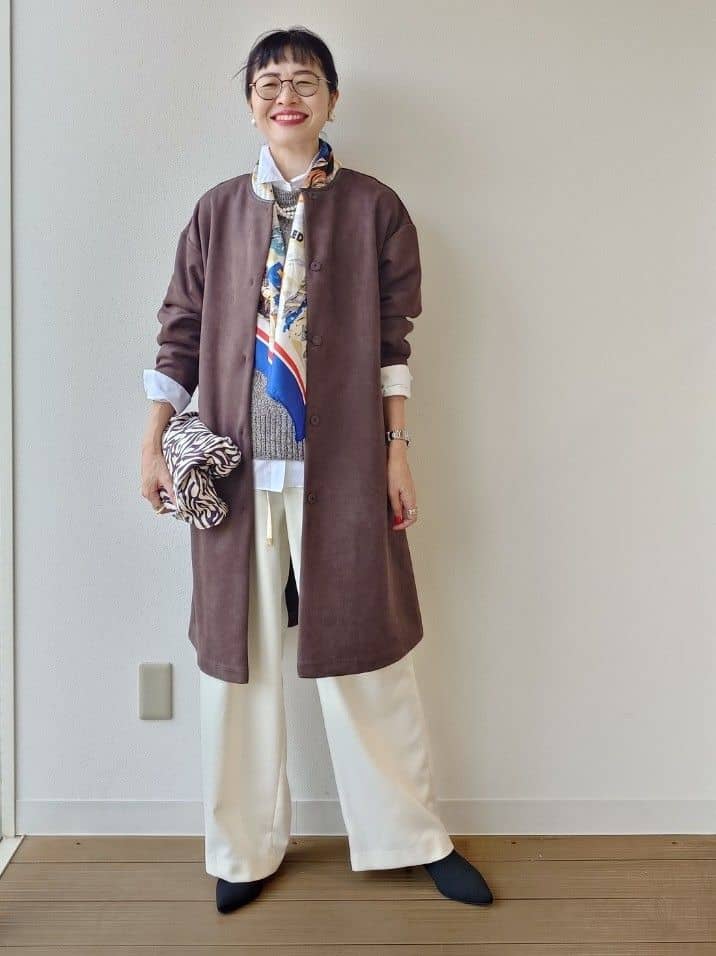 MUTSUKOさんの「UNTITLED｜【重ね着レイヤードに】杢調ニットベスト」を使ったコーディネート