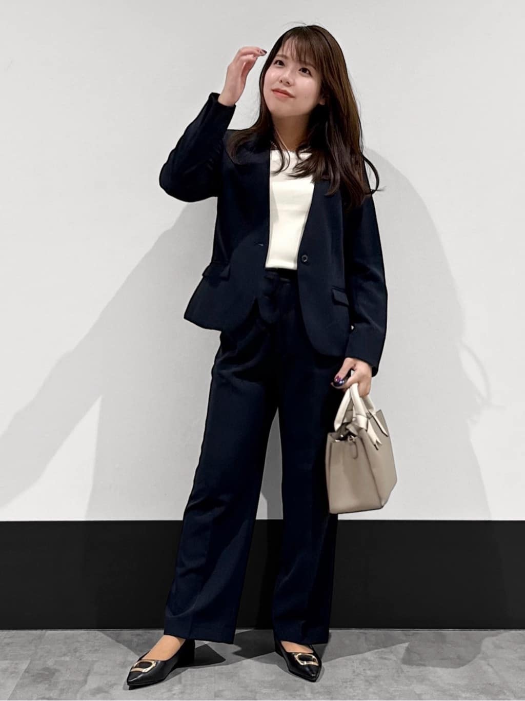 macchaさんの「THE SHOP TK｜【通勤スタイルに】ダブルクロス ノーカラージャケット/セットアップ可」を使ったコーディネート