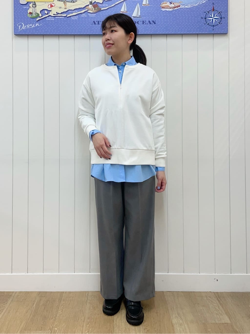 Mayaさんの「Dessin｜【洗える】ハーフジップ裏毛」を使ったコーディネート