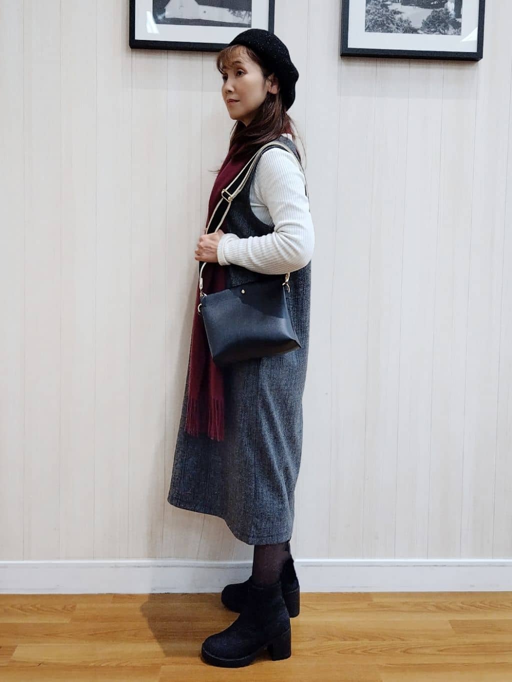 yseさんの「SHOO･LA･RUE｜【2点セット/洗濯機可】時短でコーデが決まる ジャンドレ+リブインナー」を使ったコーディネート