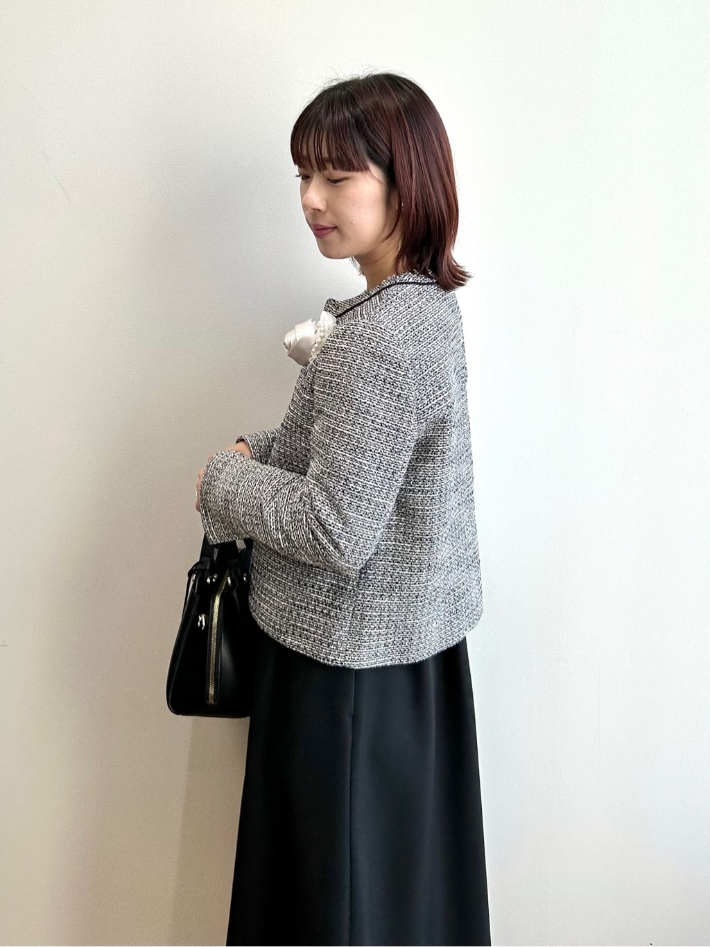 RINAさんの「OPAQUE.CLIP｜《通勤対応》 コットンツイードジャケット」を使ったコーディネート