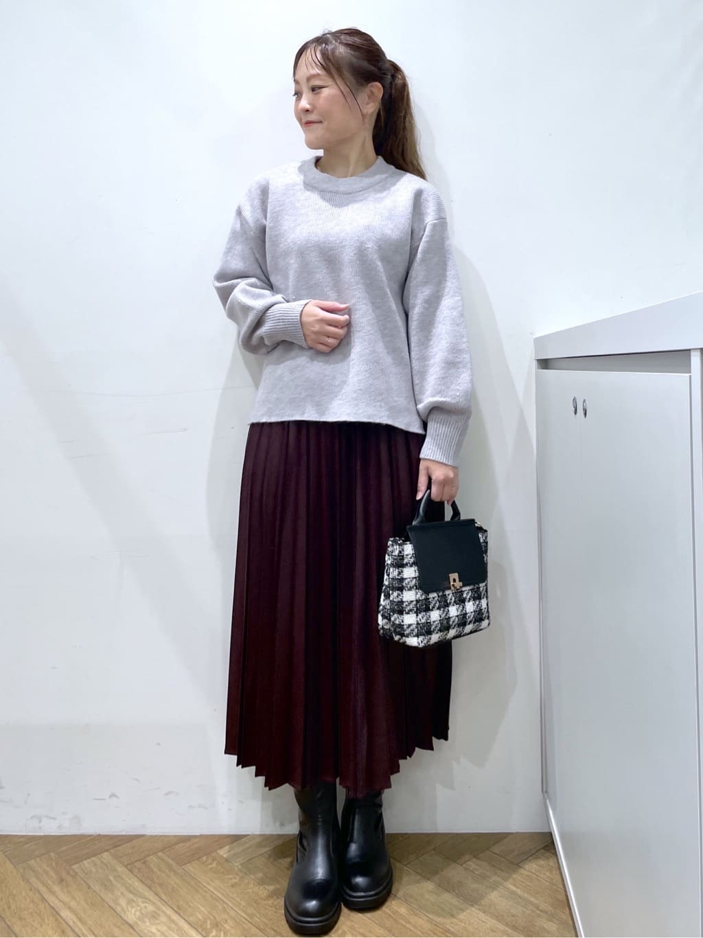 Junさんの「index｜モックネックボクシーラメニット【洗濯機OK】《7col》」を使ったコーディネート