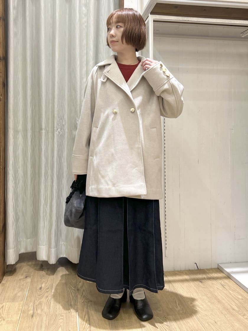 ga_riさんの「THE SHOP TK｜クラシカルな装い ウールライクスタンドカラーコート」を使ったコーディネート