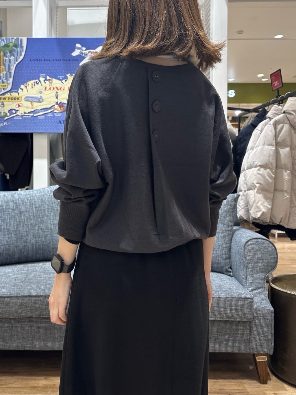 risaさんの「Dessin｜【洗える】ウールブレンド後ろボタンニット」を使ったコーディネート