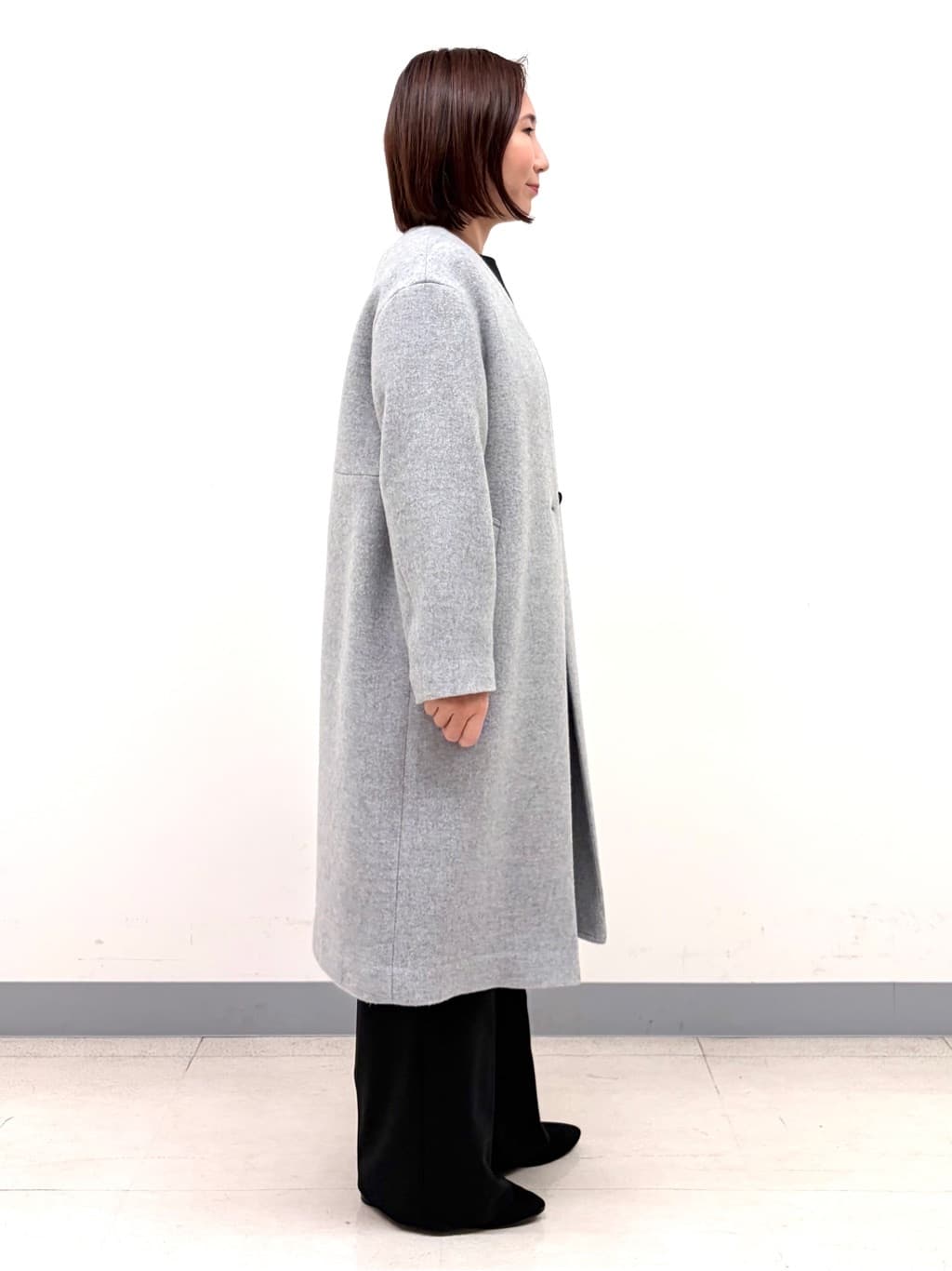 YUKARIさんの「INDIVI｜【軽量／ウール混】ライトフォルム ロングコート」を使ったコーディネート