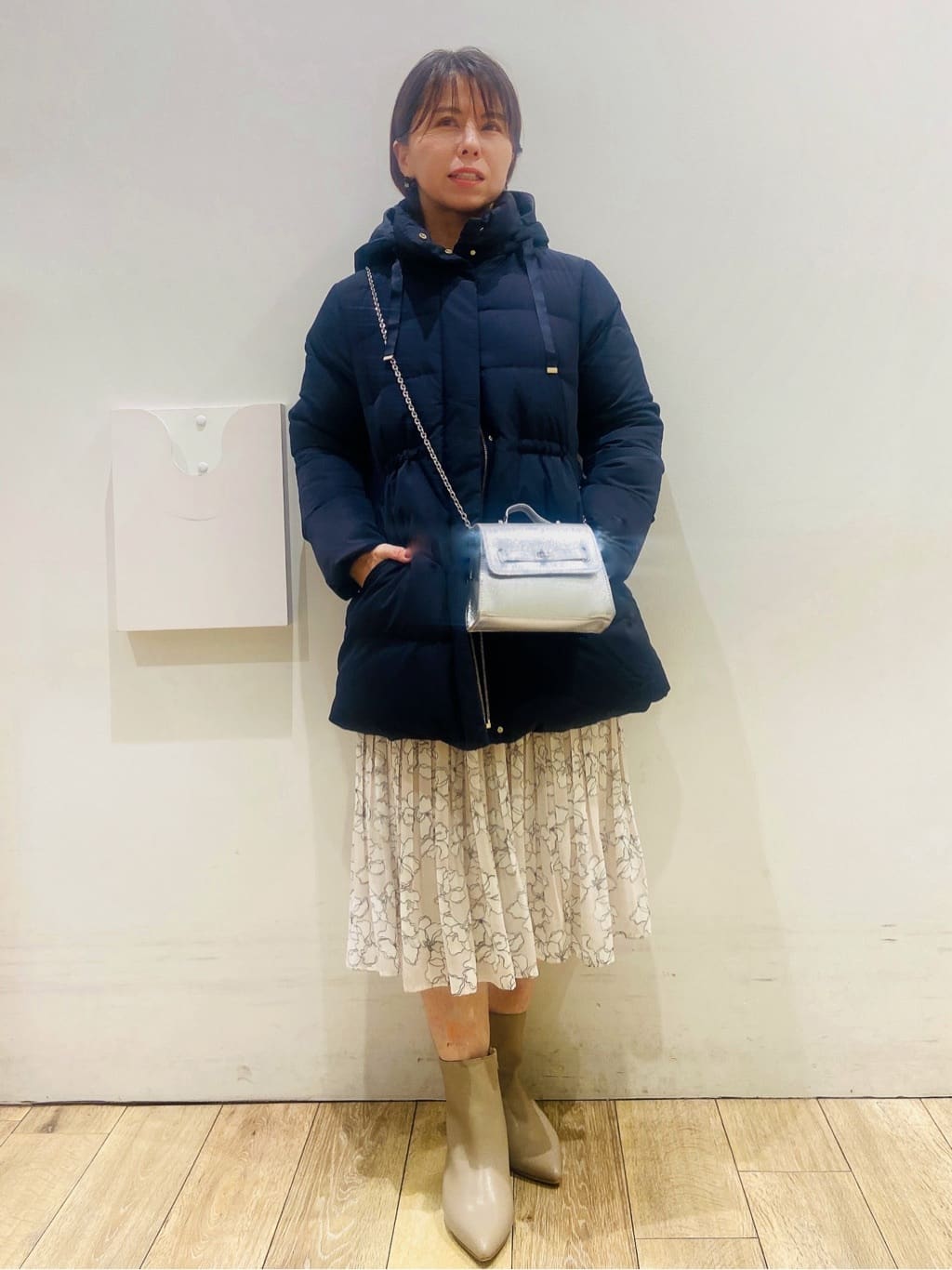 YUKOさんの「index｜KAWADAダウンドロストミドルコート【撥水／洗濯機OK／2WAY／静電気防止裏地】《XS～3L》」を使ったコーディネート