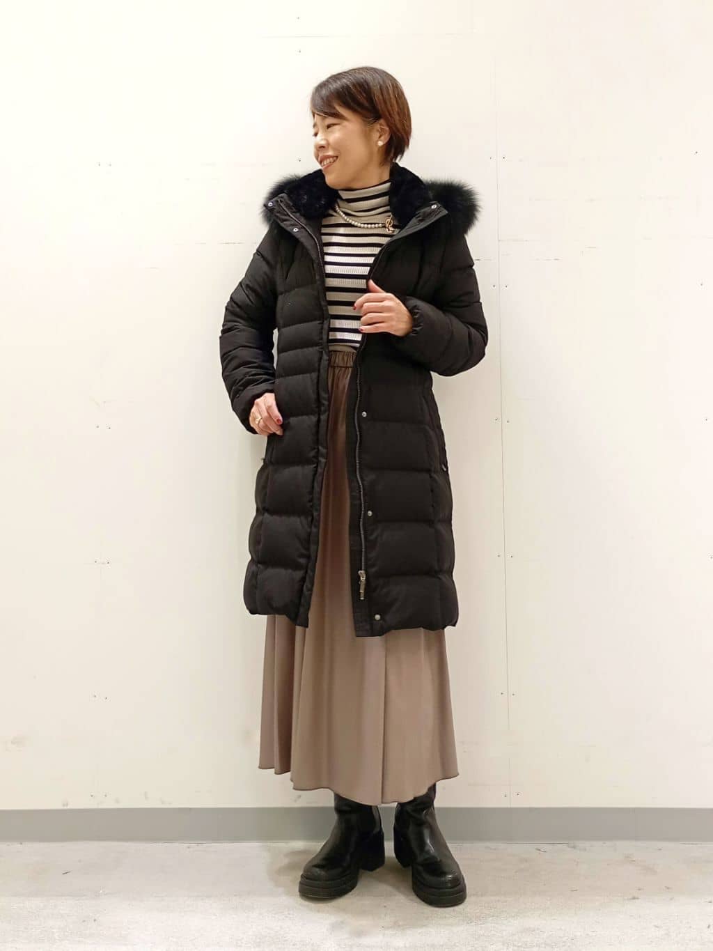 Kさんの「INDIVI｜【洗える／毛玉になりにくい】エクストラファインウール リブタートルニット」を使ったコーディネート