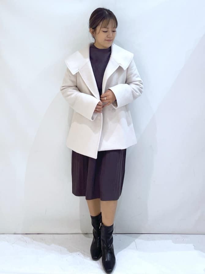 manaさんの「OPAQUE.CLIP｜ラメフェザープルオーバーセット ニットワンピース【洗濯機OK】《XS～LL》」を使ったコーディネート