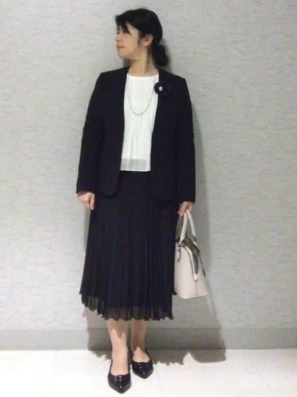 sakoさんの「Reflect｜【SS-4Lサイズ／通勤／セットアップ可】ノーカラージャケット」を使ったコーディネート
