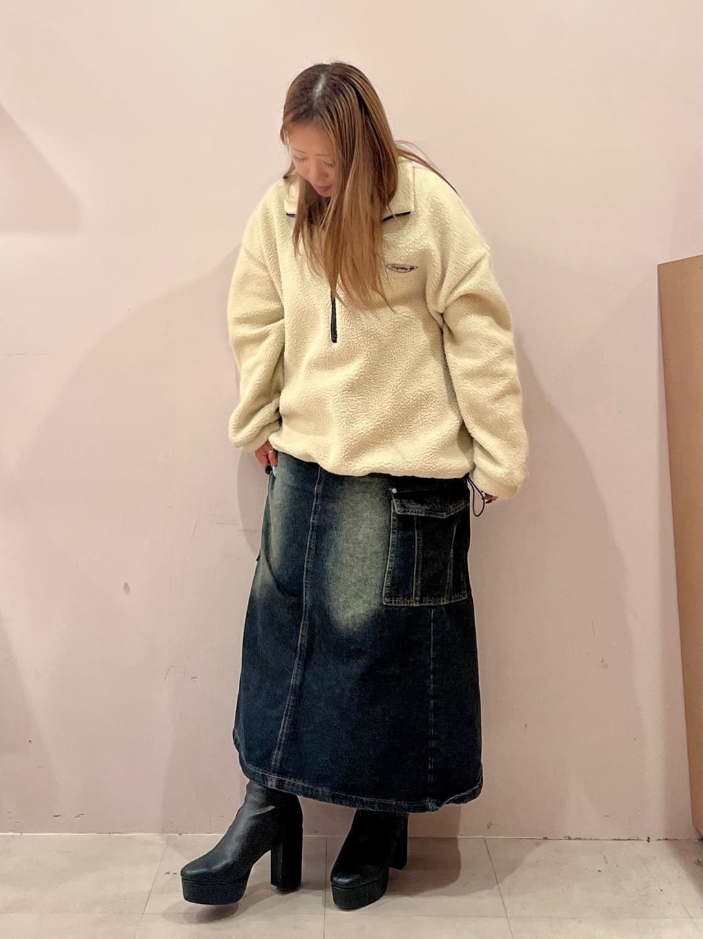 Moriさんの「ESPERANZA｜ゆる傾斜ショートブーツ」を使ったコーディネート