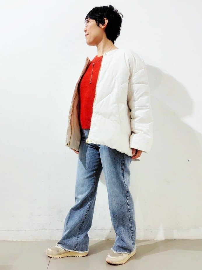 kodamaさんの「THE SHOP TK｜きれいめにもカジュアルにも ノーカラーキルトジャケット」を使ったコーディネート