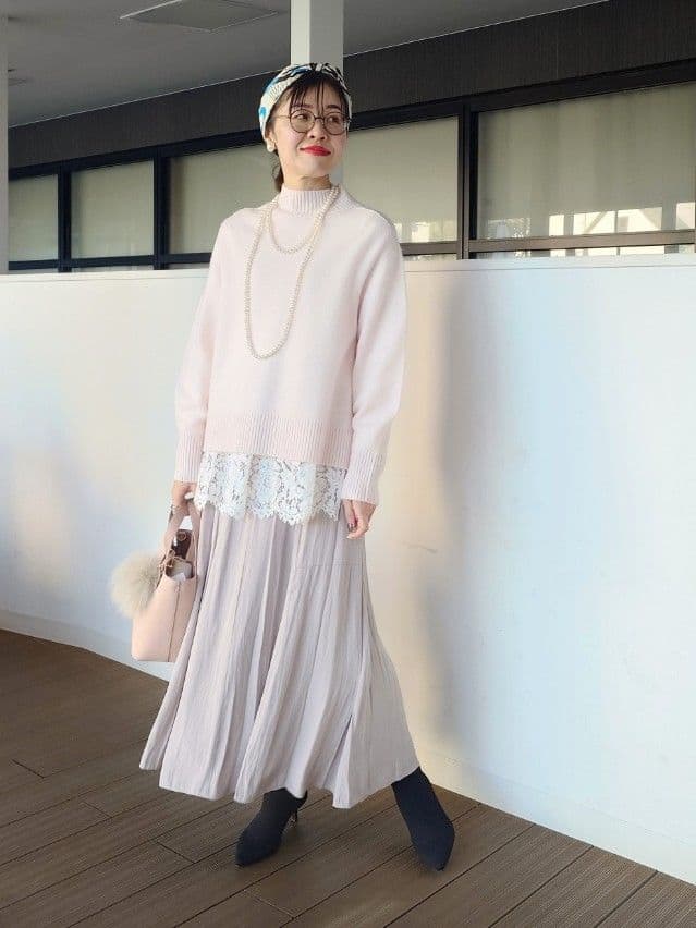 MUTSUKOさんの「UNTITLED｜【8色展開/洗える】ウールカシミヤ ハイネックニット」を使ったコーディネート