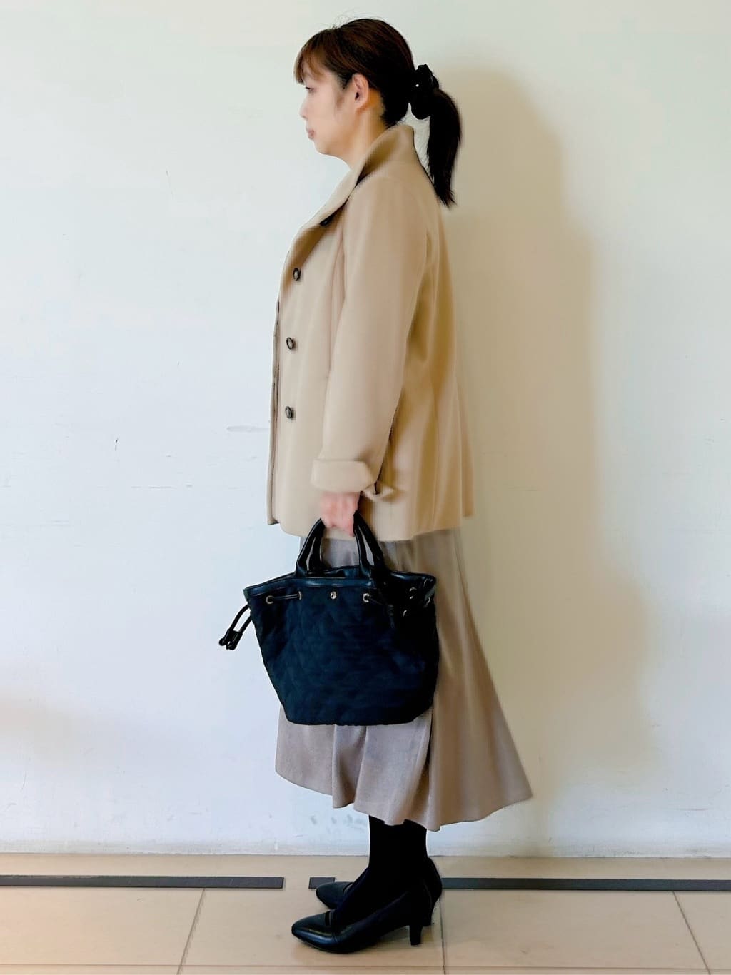 ひーさんの「Reflect｜【SS-4Lサイズ／衿が顔に当たらない◎】スタンドネックミドルコート」を使ったコーディネート
