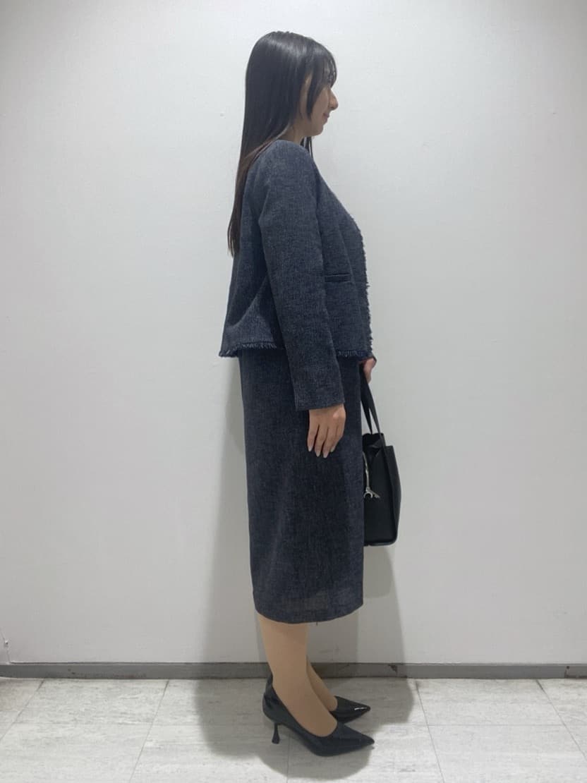 meiさんの「INDIVI｜【軽量／SETUP可能】ストレッチツイードAラインワンピース」を使ったコーディネート
