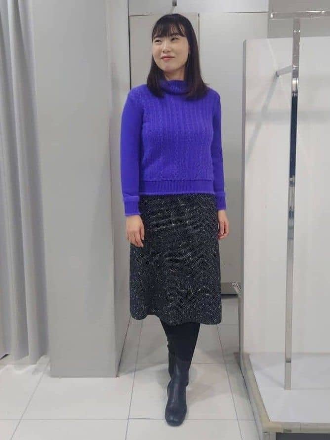 AZUSAさんの「Reflect｜【ほんのりラメ感◎】ふわふわフェザーヤーンハイネックニット」を使ったコーディネート