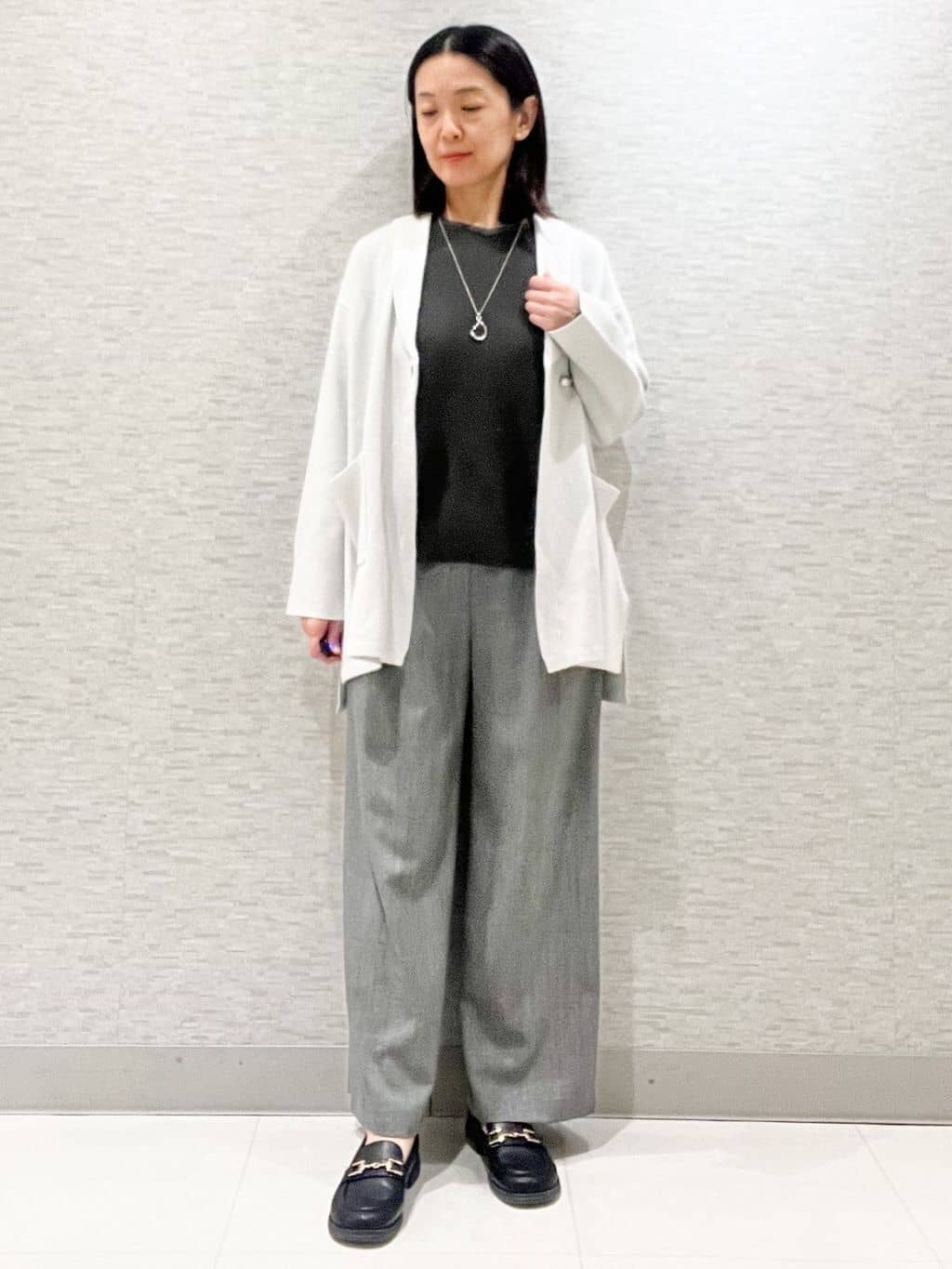 marikoさんの「Reflect｜【ライトアウター／気軽な羽織に◎】オフボディカーディガン」を使ったコーディネート