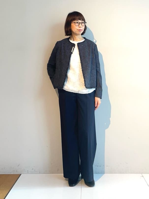 murayamaさんの「INDIVI｜【軽量／SETUP可能】ストレッチツイードジャケット」を使ったコーディネート