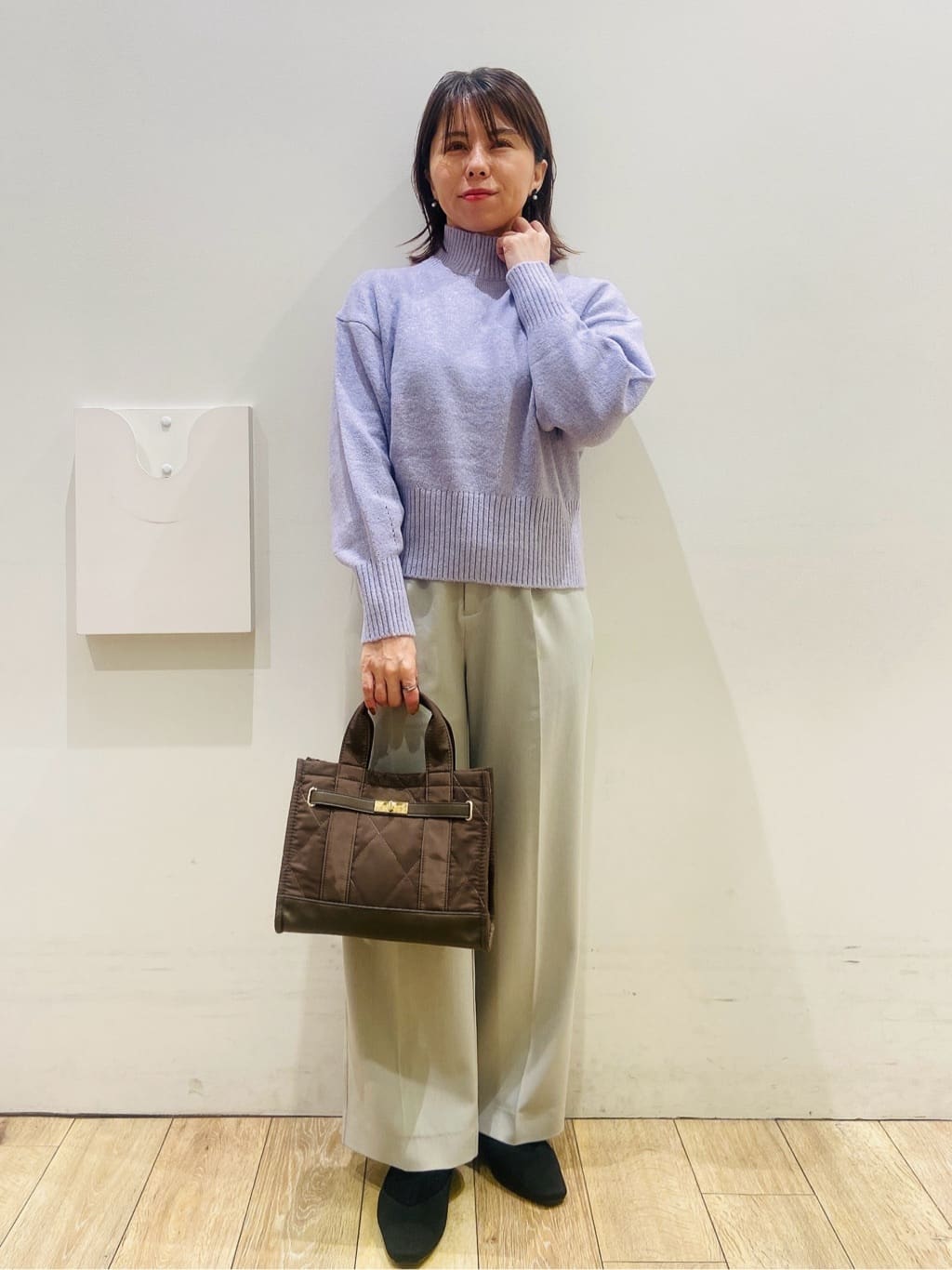 YUKOさんの「index｜選べる2丈 ハイネックカラーミックスラメニット【洗濯機OK】」を使ったコーディネート