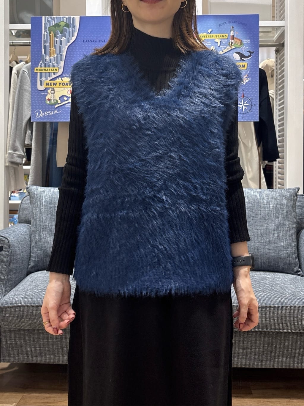 risaさんの「Dessin｜【2点セット・洗える】シャギーベストニットワンピース」を使ったコーディネート