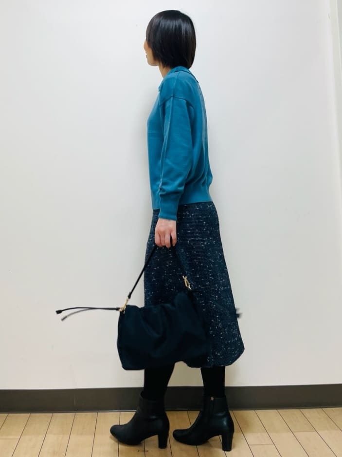 Riiさんの「Reflect｜【広がりすぎない／美シルエット◎】ツイードフレアスカート」を使ったコーディネート