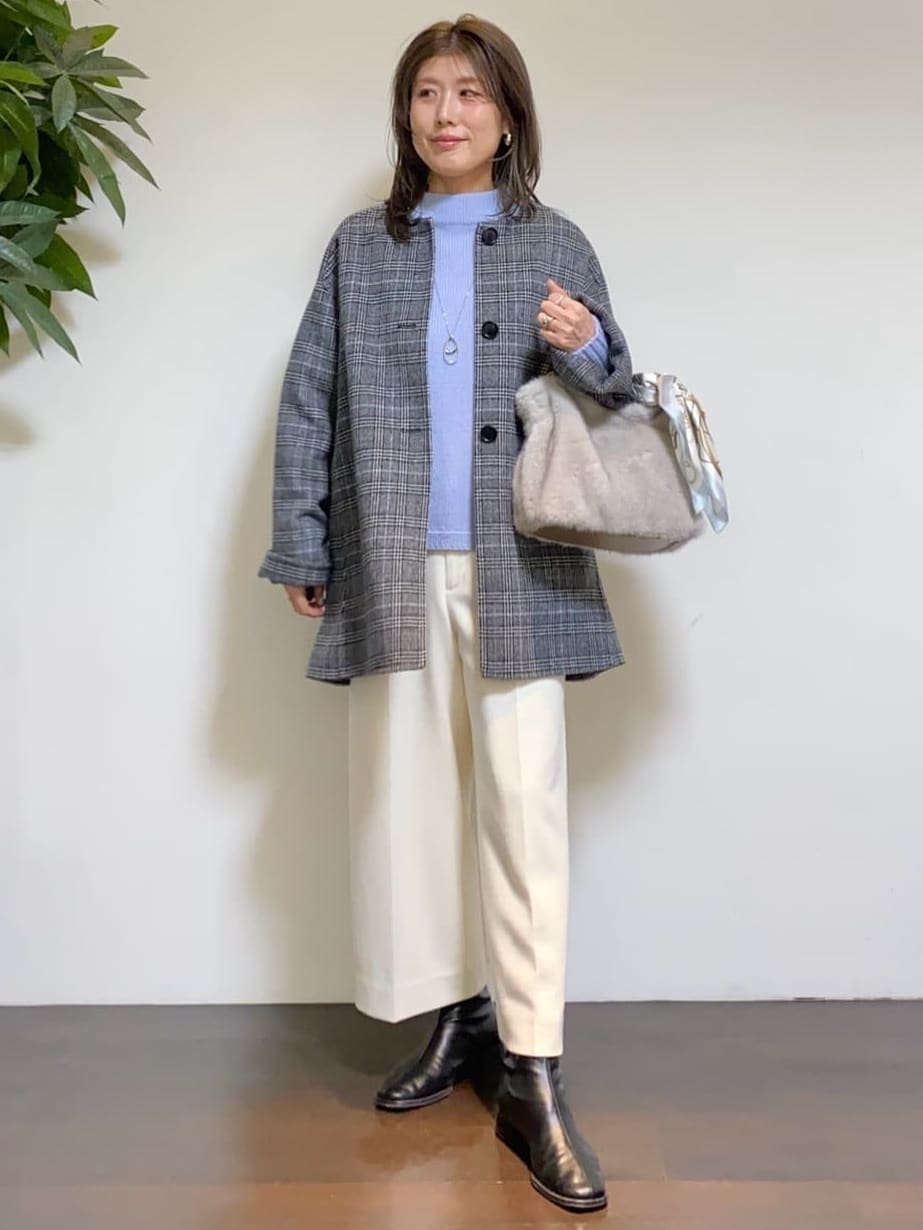 tomoさんの「UNTITLED｜【ウール100%/ウエスト後ろゴム】 クロップドワイドパンツ」を使ったコーディネート